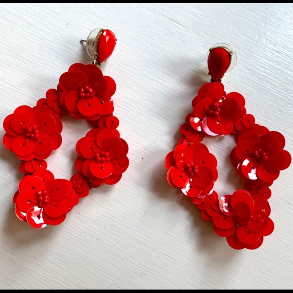 J. Crew Earring Red Sequin Statement